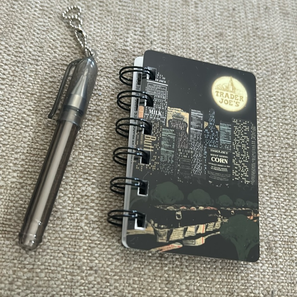 Trader Joe’s recycled gift card notepad with pen